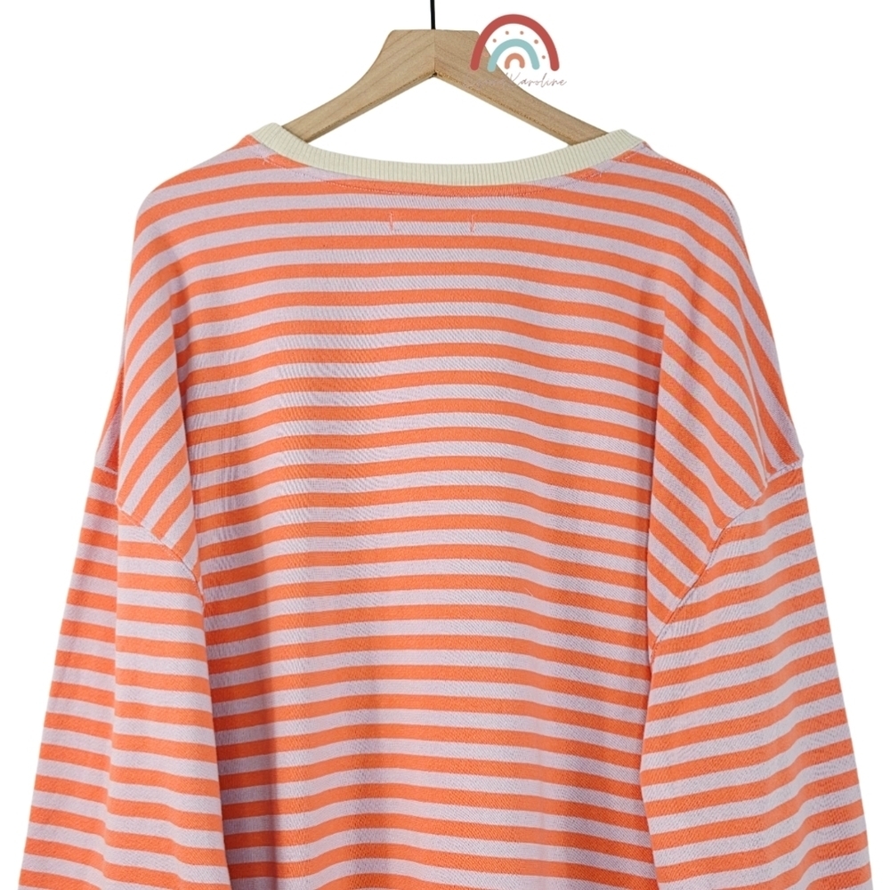 New! FP We The Free Classic Striped Oversized Crewneck in Orchid Combo - Picture 6 of 12